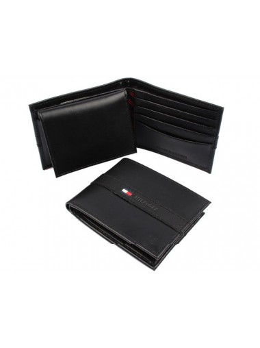 Tommy Hilfiger Men's Leather Ranger Passcase Billfold Wallet - Black